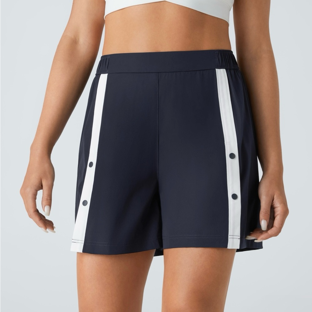 HALARA NWT Blue and White High-Waisted snap button workout Shorts